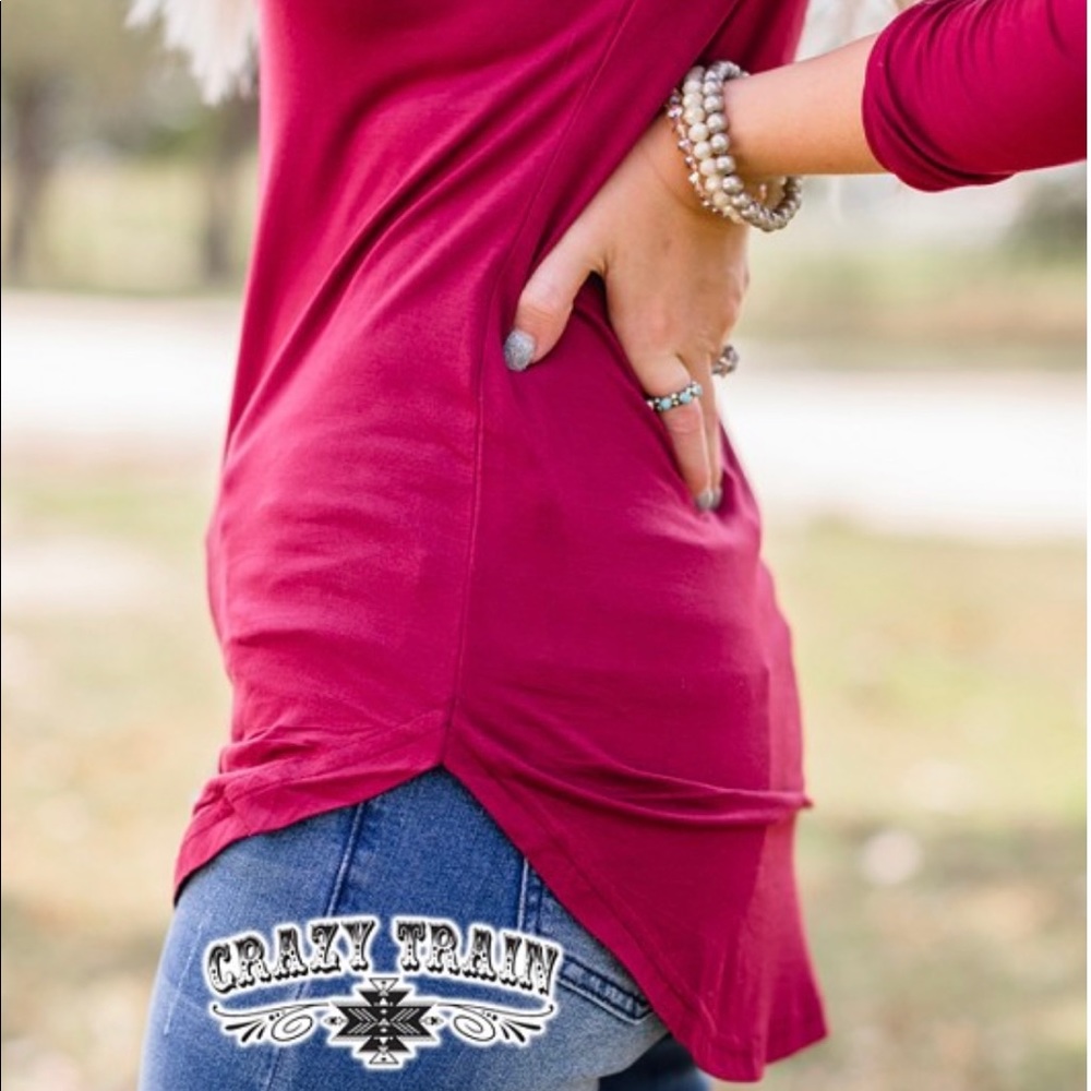 Crazy Train Pinedale Basic Top - Maroon - image 3